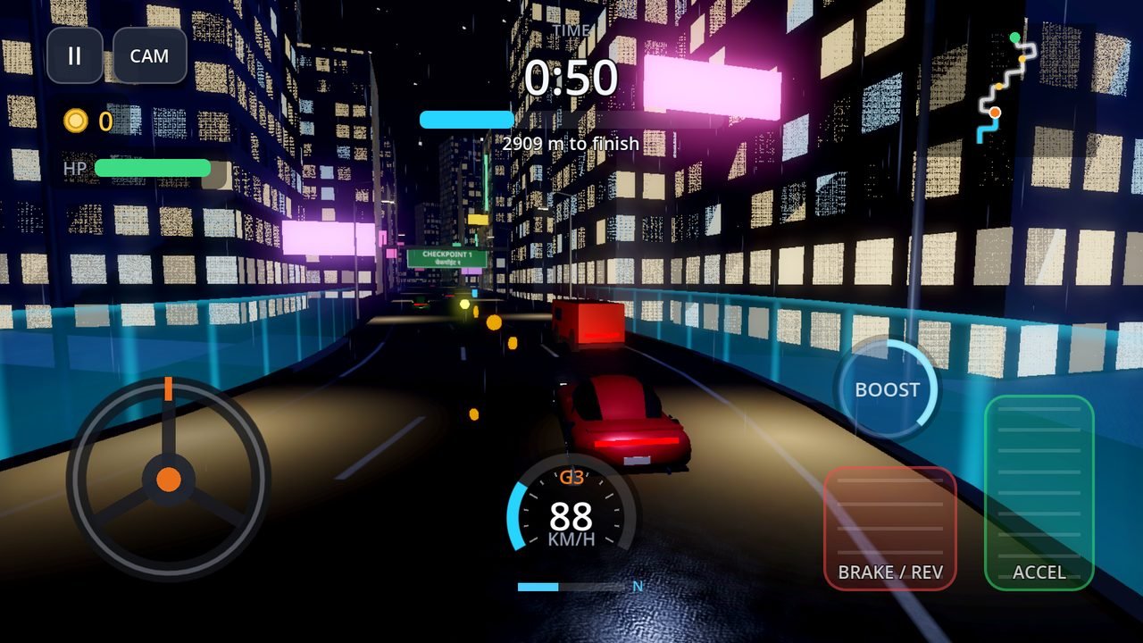 Rain on neon streets